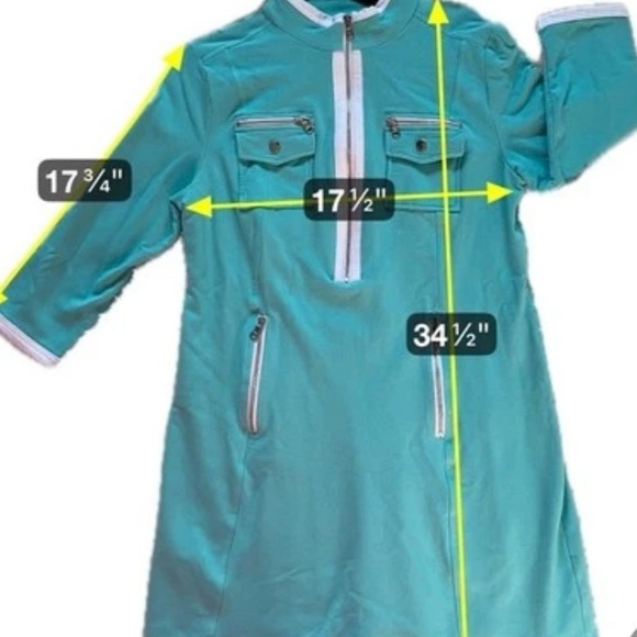 Boston Proper Shift Dress Turquoise Athleisure Chic Zip Front Resort Large - Picture 8 of 13